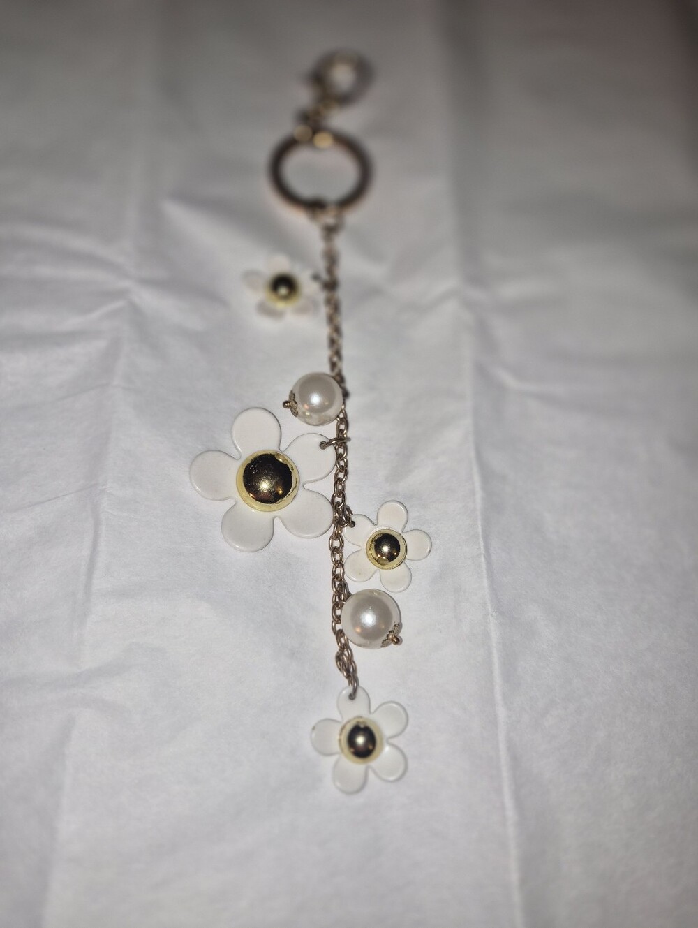 Elegant White Daisy Charm Necklace with Gold Accents